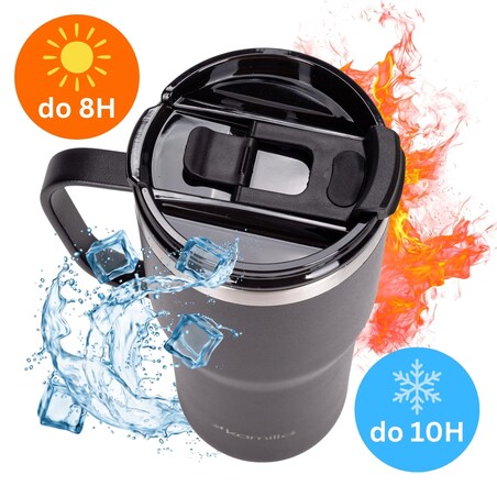Kubek termos bidon termiczny ze słomką na kawę 600ml KAMILLE