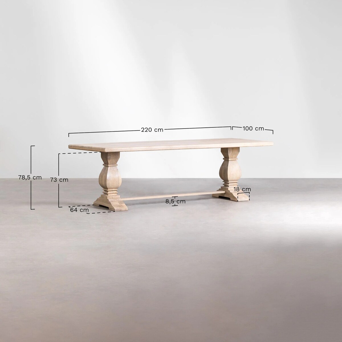 Prostokątny stół do jadalni z drewna mango Sanzia 220x100 cm