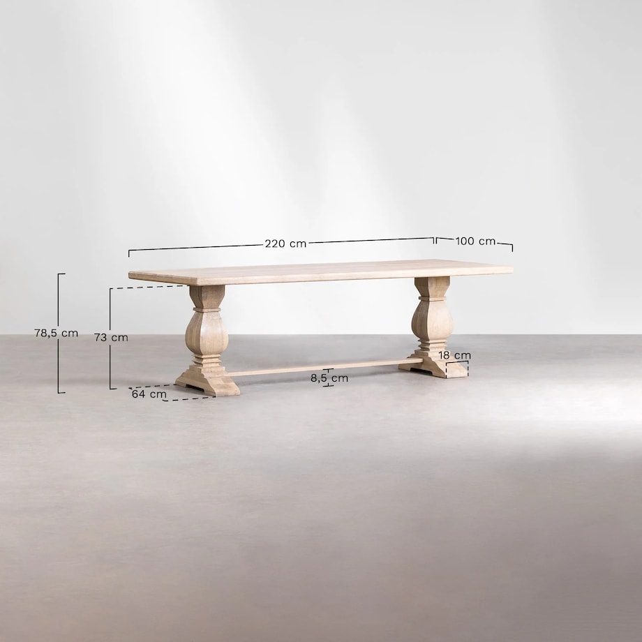 Prostokątny stół do jadalni z drewna mango Sanzia 220x100 cm