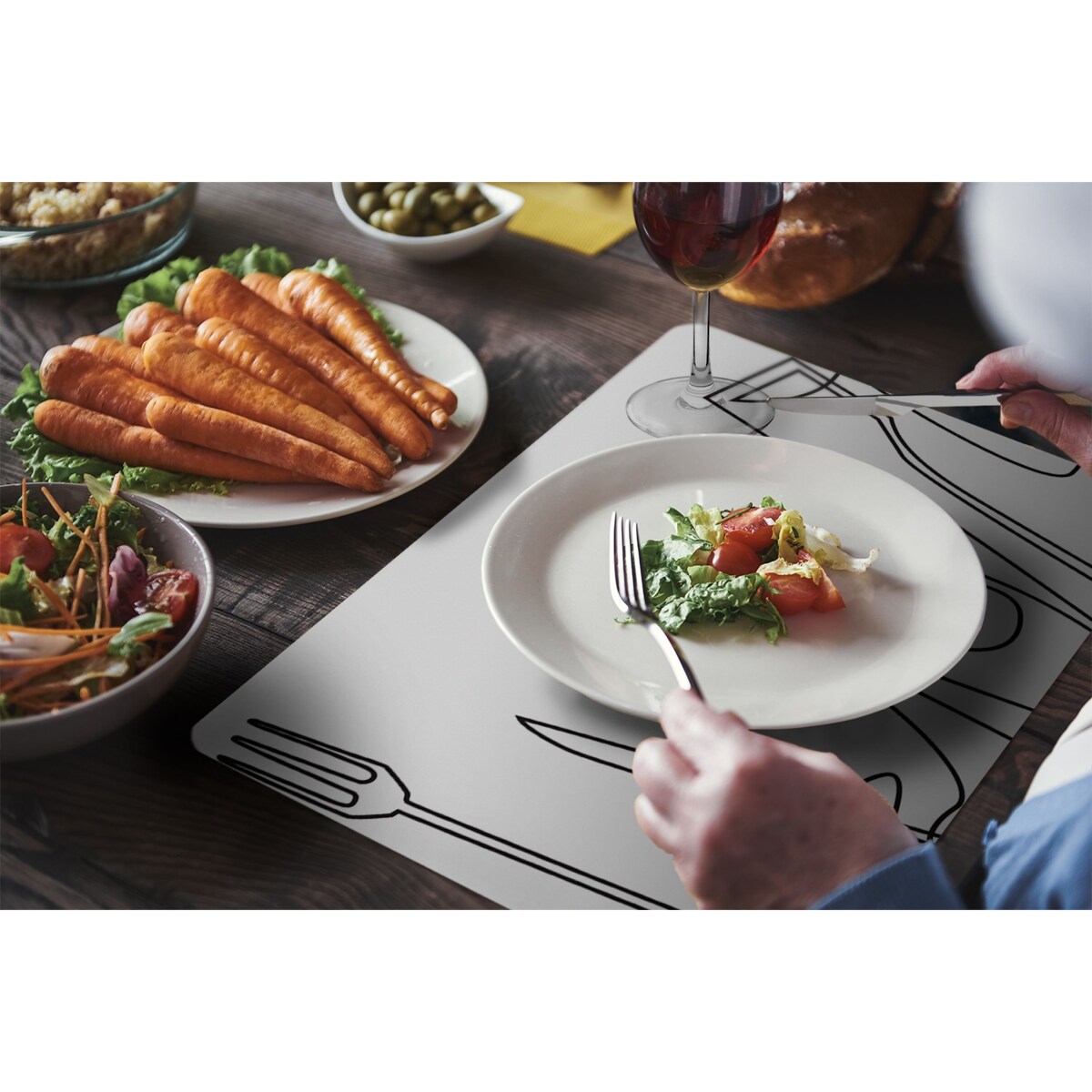 Komplet mat pod talerz Abstrakcyjne sztućce, 6 szt. 45x30cm