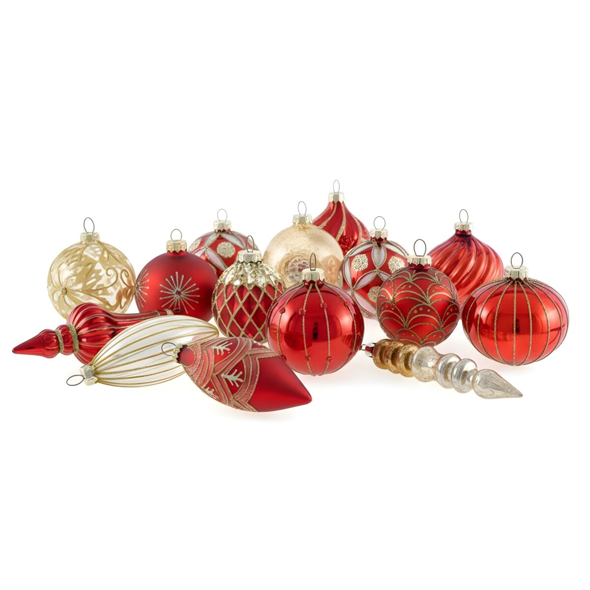 Zestaw 50 bombek SPARKLE Szkło Czerwony/ złoty
