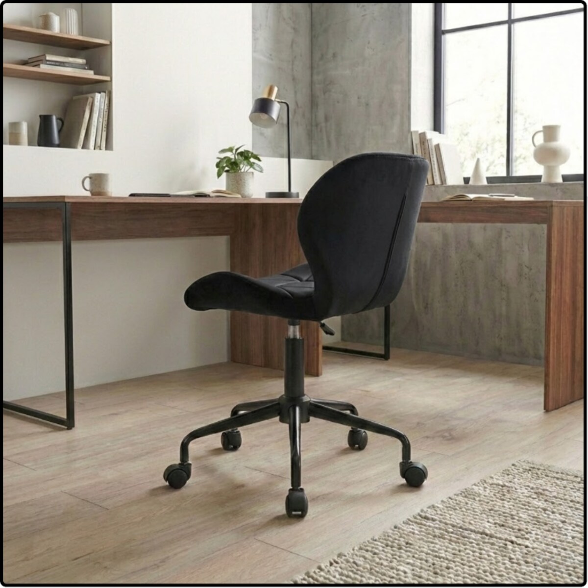 Fotel biurowy krzesło obrotowe do biurka ucznia gabinetu regulowane czarne welurowe