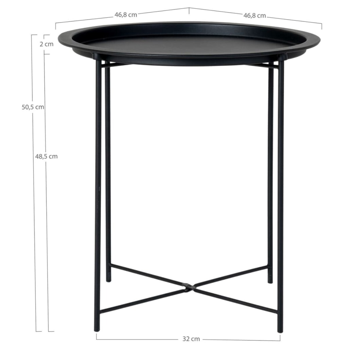House Nordic Stolik boczny Anne, 47 cm, okrągły, czarny