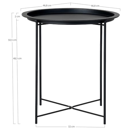House Nordic Stolik boczny Anne, 47 cm, okrągły, czarny