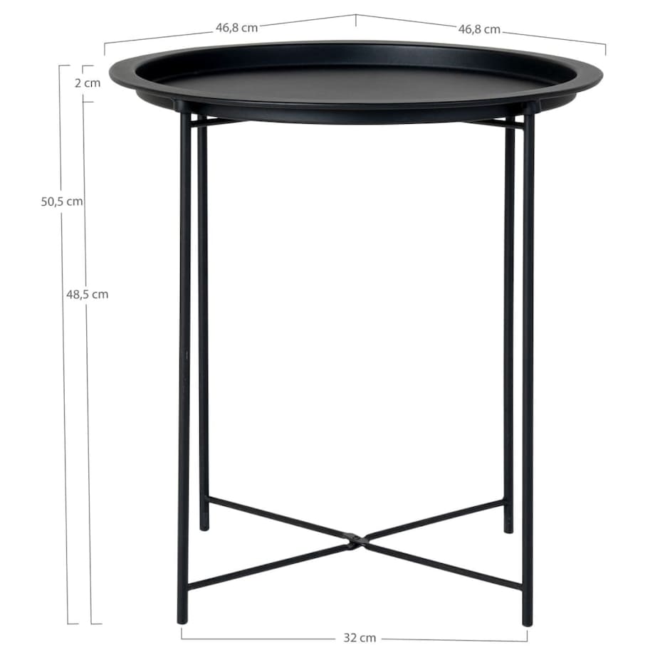 House Nordic Stolik boczny Anne, 47 cm, okrągły, czarny