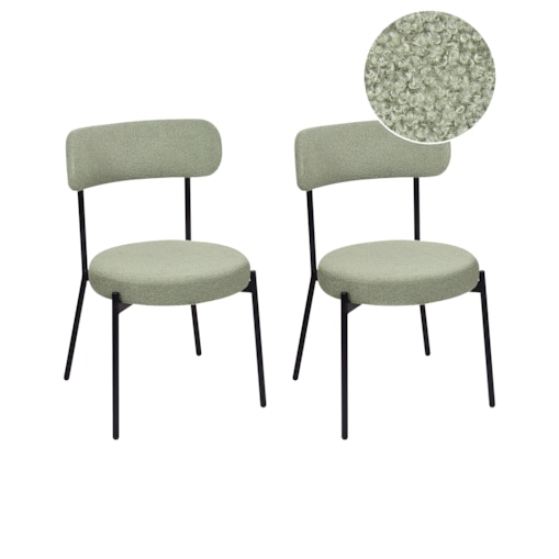 Zestaw 2 krzeseł do jadalni ALLISON Boucle Jasnozielony