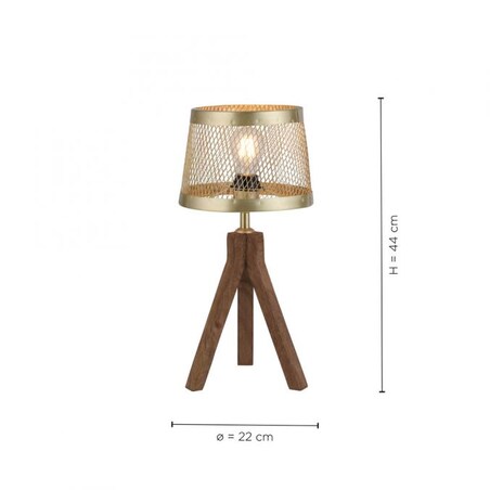 Stołowa lampa Canop 11423-60 na trójnógu drewniana mosiądz