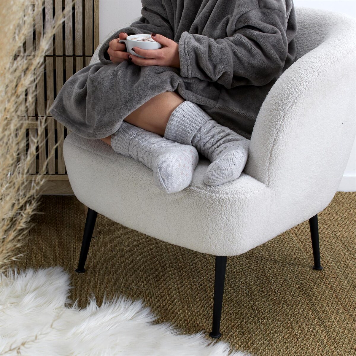 SKARPETY OCIEPLANE plecione 36-41 szare z poliestru