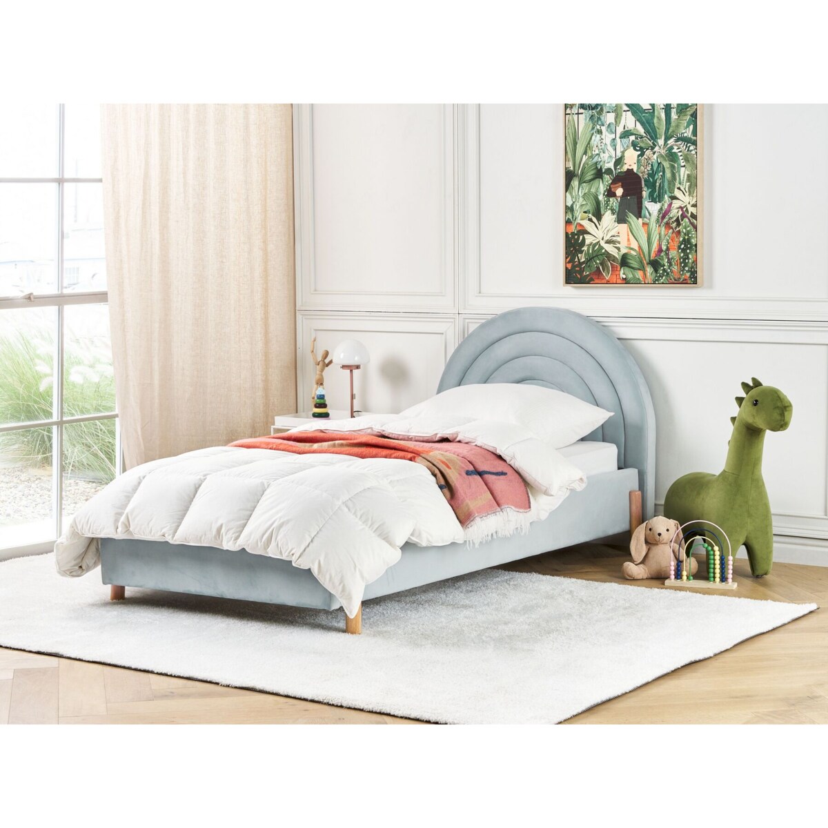 Łóżko welurowe 90 x 200 cm jasnoniebieskie ANET