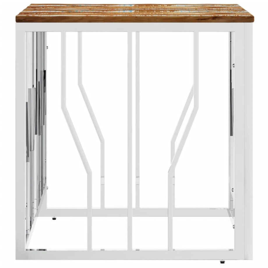 vidaXL Stolik kawowy, srebrny, stal nierdzewna i lite drewno z odzysku