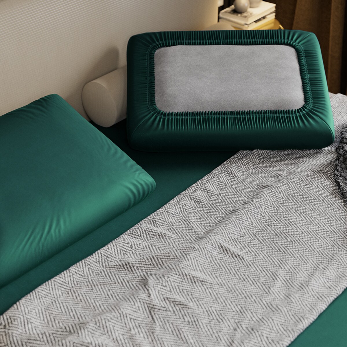 Poszewka uniwersalna na poduszkę piankową ZIELONA z gumką PAN MATERAC