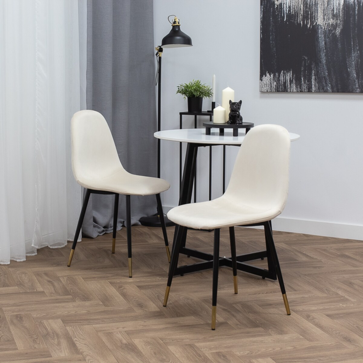 Krzesło tapicerowane welurowe pikowane beżowe do salonu jadalni