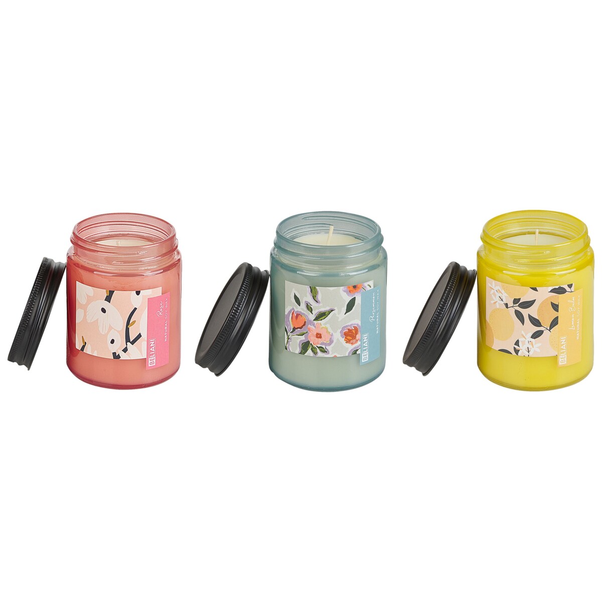 3 świece zapachowe sojowe róża/ owoc kaki/ melisa FRUITY BLOOM