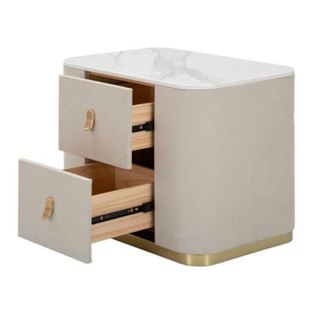 Szafka nocna z szufladami i złotym detalem, 60 x 40 x 47 cm