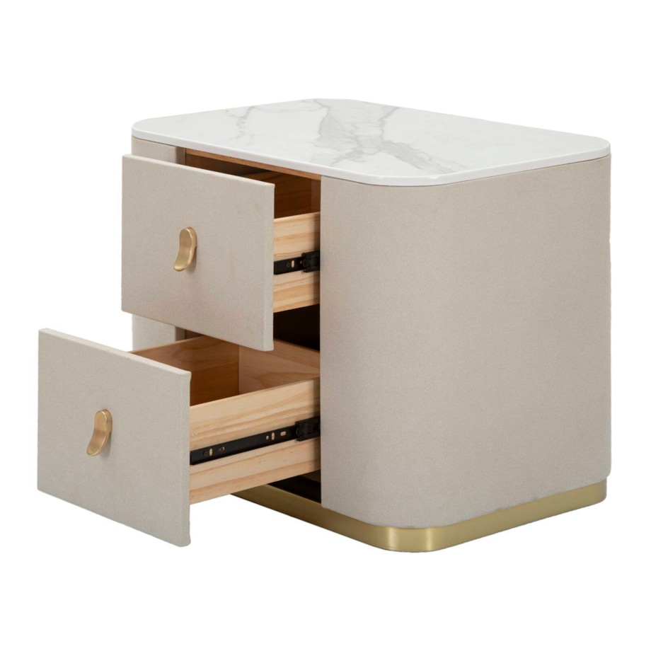Szafka nocna z szufladami i złotym detalem, 60 x 40 x 47 cm