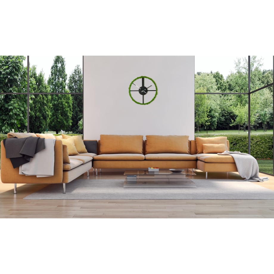 Metalowy czarny zegar ścienny z Mchem 50cm