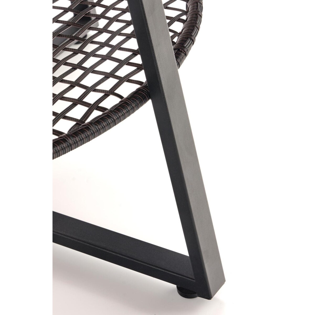 STOLIK KAWOWY Florence dąb OKRĄGŁY 80/45 cm półka z rattanu