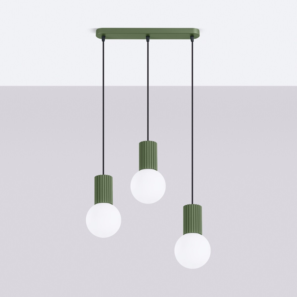 Lampa wisząca HALO 3L zielona oliwka