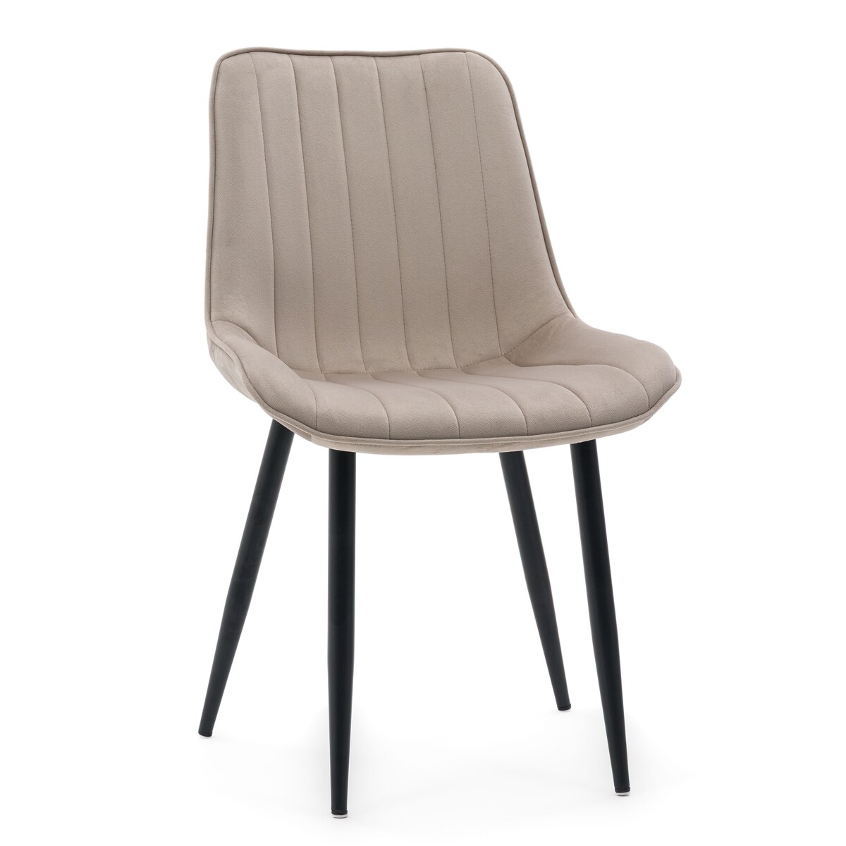 Krzesło beżowe welurowe ELVA na czarnych nogach do salonu jadalni