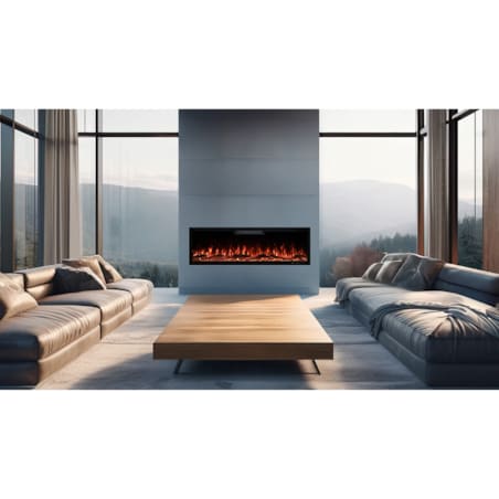 Kominek elektryczny AFLAMO Elite 128 - ścienny i do zabudowy - 128x46x13 cm - kominek LED z funkcją grzania 750/1500 W