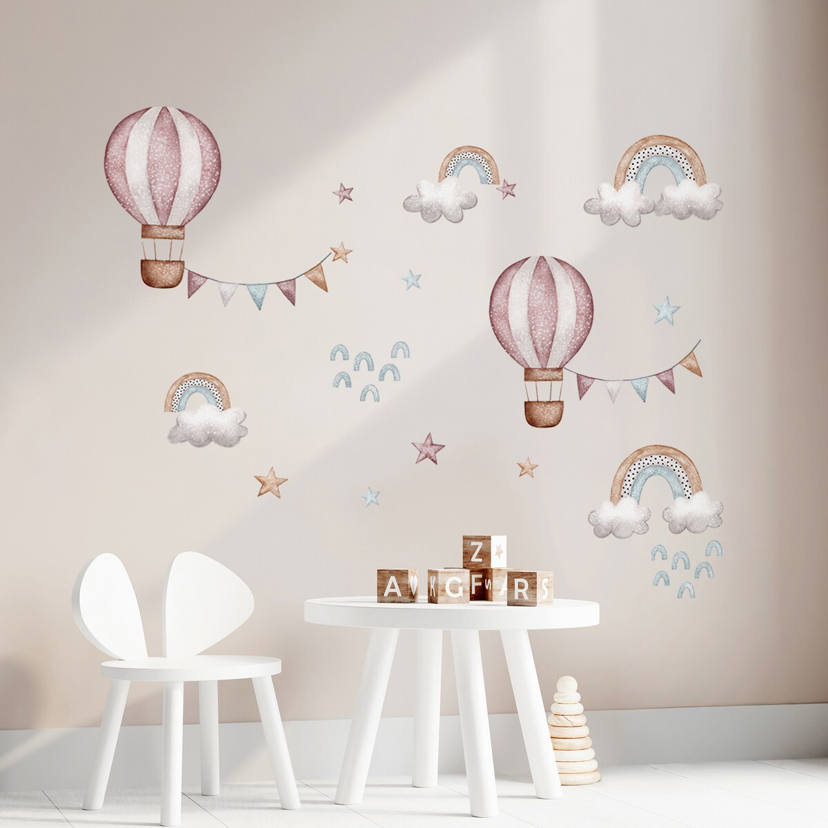 naklejki na ścianę do pokoju dziecka, sipo, balony i tęcza