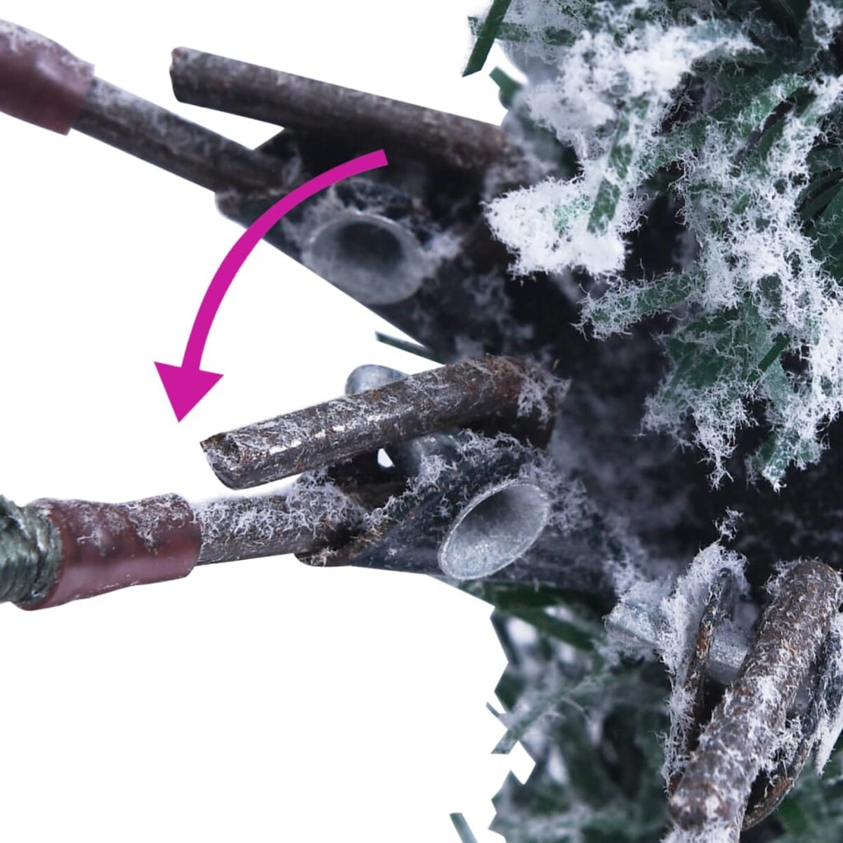 vidaXL Choinka flokowana śniegiem z szyszkami i lampkami 195 cm PVC/PE