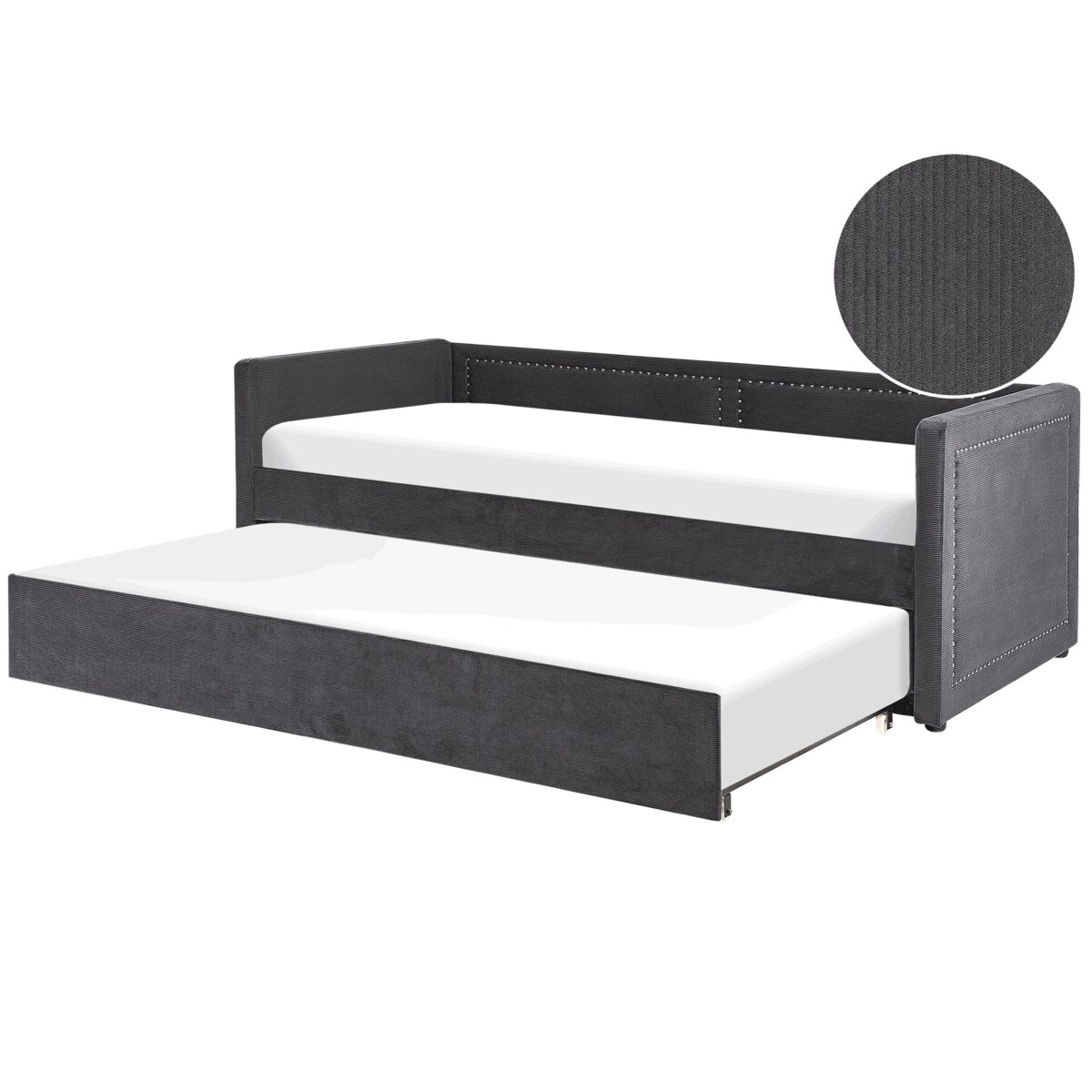 Łóżko wysuwane tapicerowane 90 x 200 cm ciemnoszare MIMIZAN