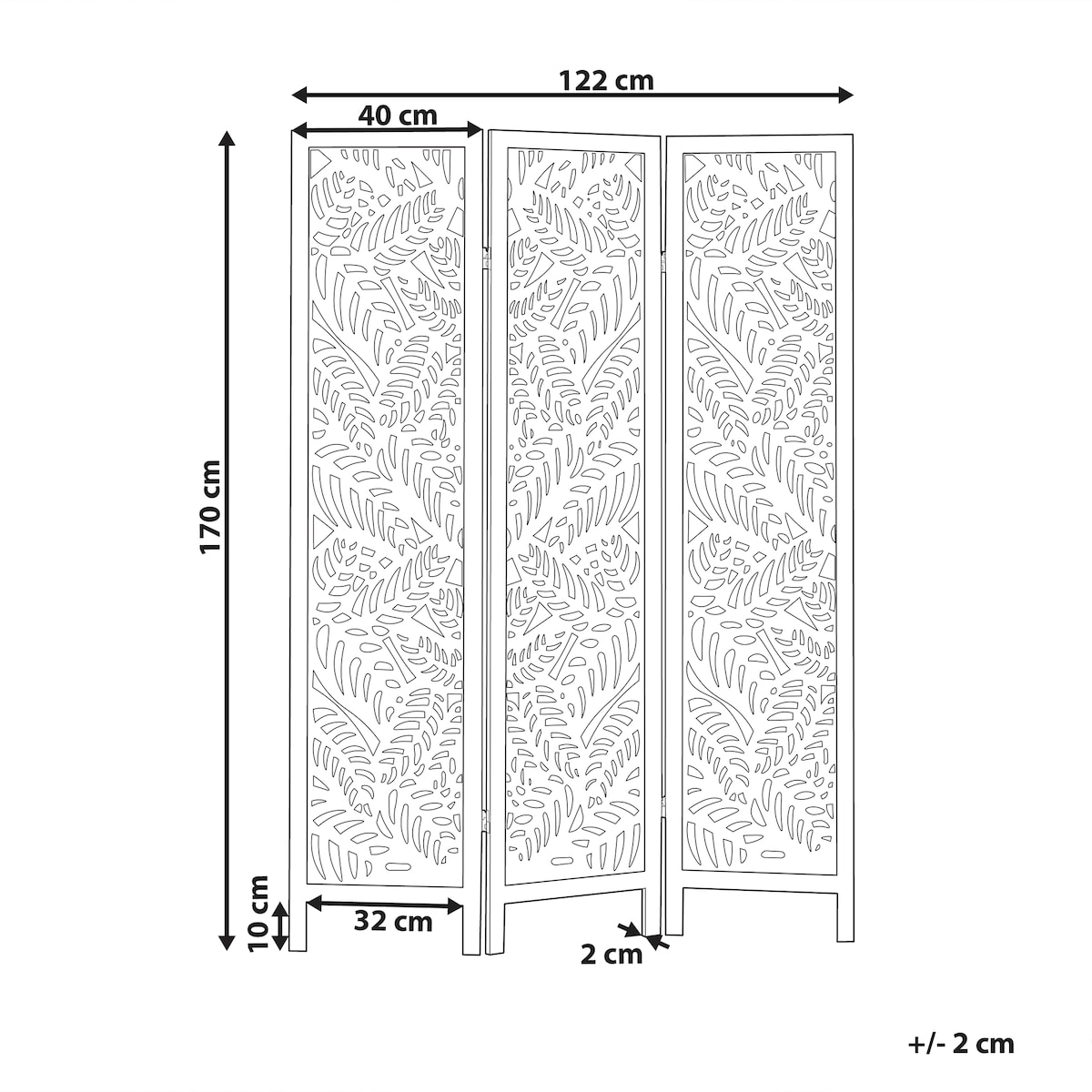 3-panelowy parawan pokojowy MELAGO Biały 122 cm 170 cm