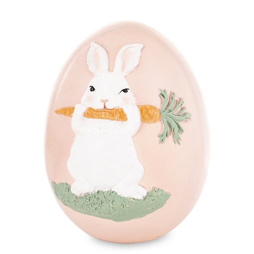 Dekoracja - jajko ozdobne 12x9x9 cm PISANKA różowa z królikiem