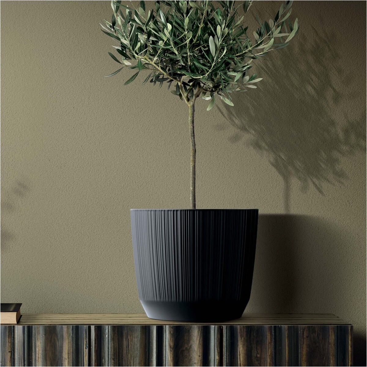 Doniczka Osłonka Domowa 19,5 Cm Ryfo Na Stół Parapet Do Domu Antracytowa