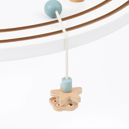 Drewniany stolik edukacyjny 2w1 interaktywny, manipulacyjny - labirynt i tor z pojazdami