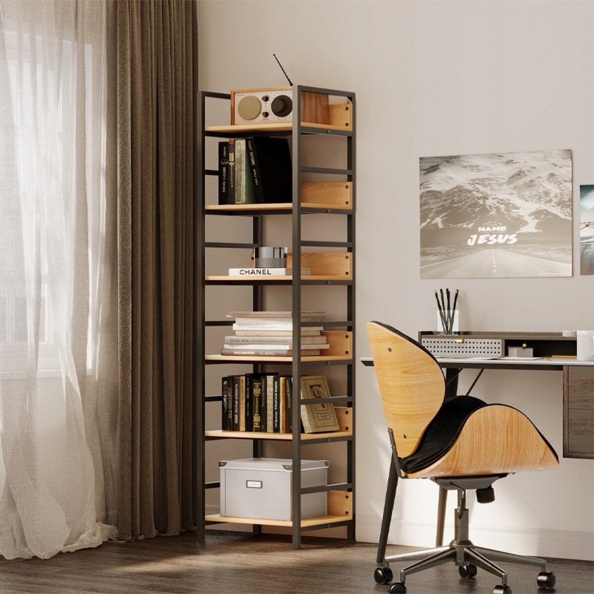 Regał na książki segregatory wysoki szafka loft metalowa industrialny 175cm