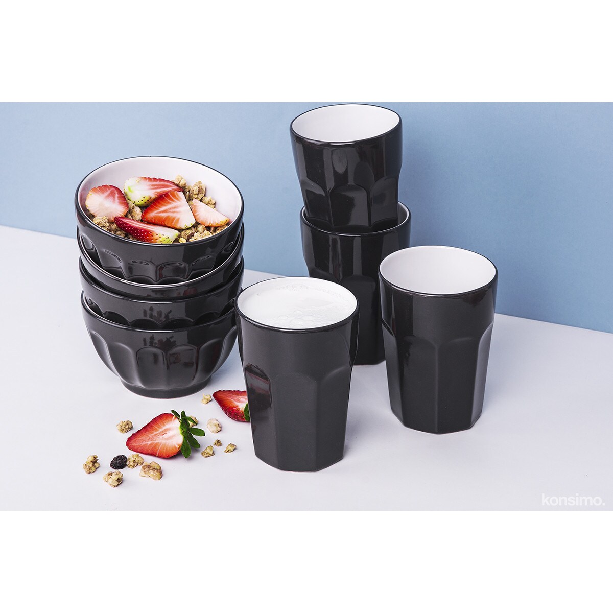 Konsimo ARALES Miska, brązowy/biały