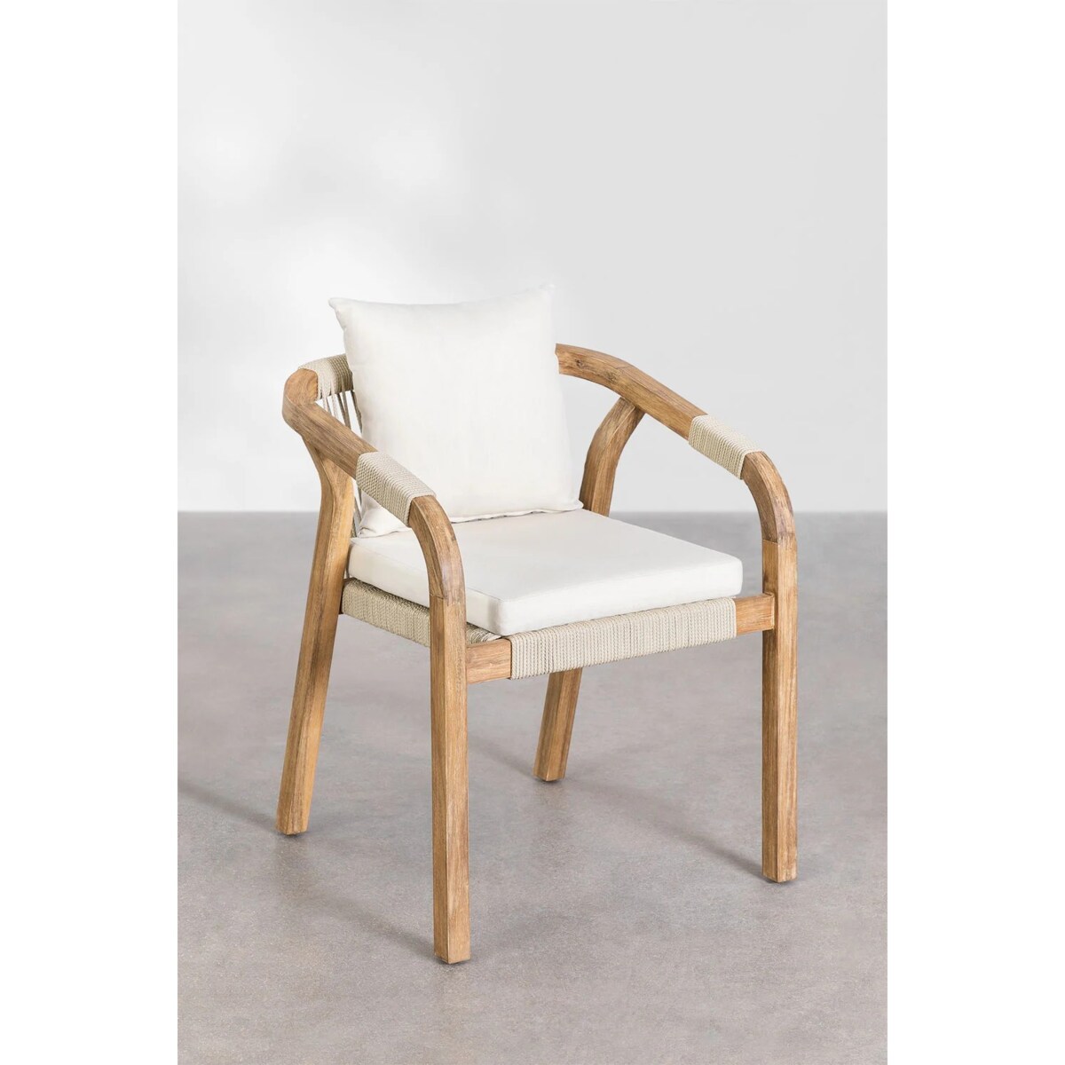 Zestaw ogrodowy: okrągły stół i 6 krzeseł z drewna akacjowego Dubai ecru