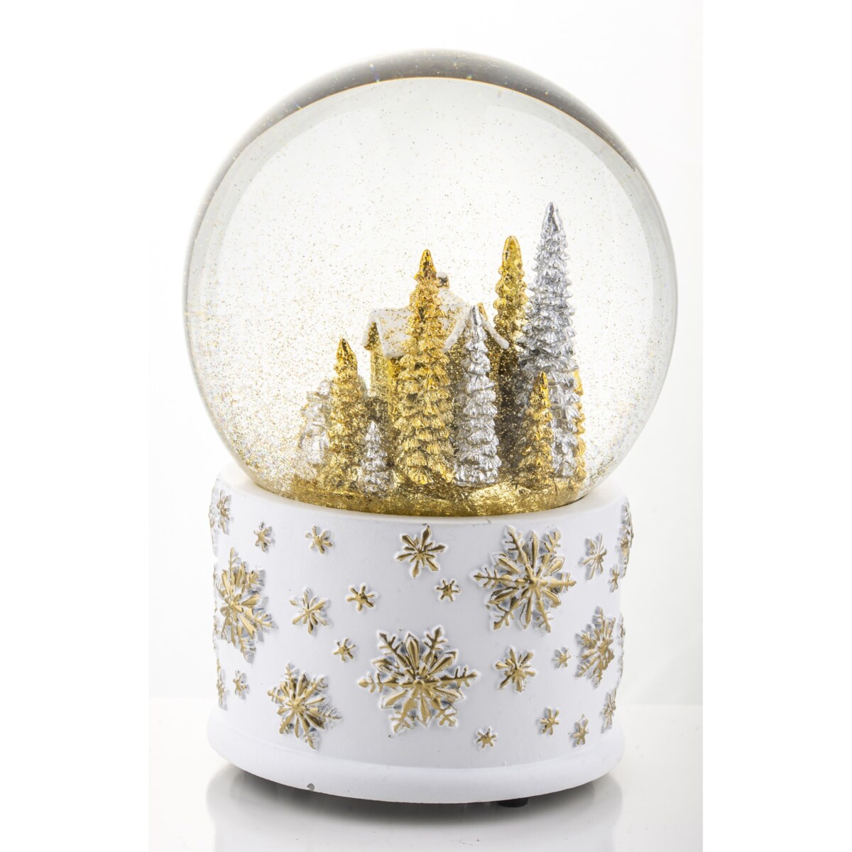 Szklana kula z pozytywką 17x11x11 cm srebrno-złota dekoracja