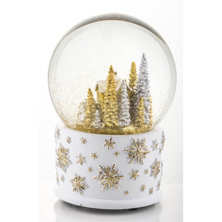 Szklana kula z pozytywką 17x11x11 cm srebrno-złota dekoracja