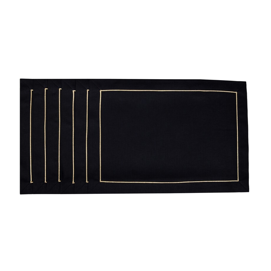 Lniane Podkładki Royal Black Goldenline – komplet 4 szt.