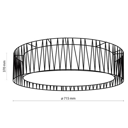 Okrągły plafon geometryczny Harmony 1658 TK Lighting z tkaniny czarny biały