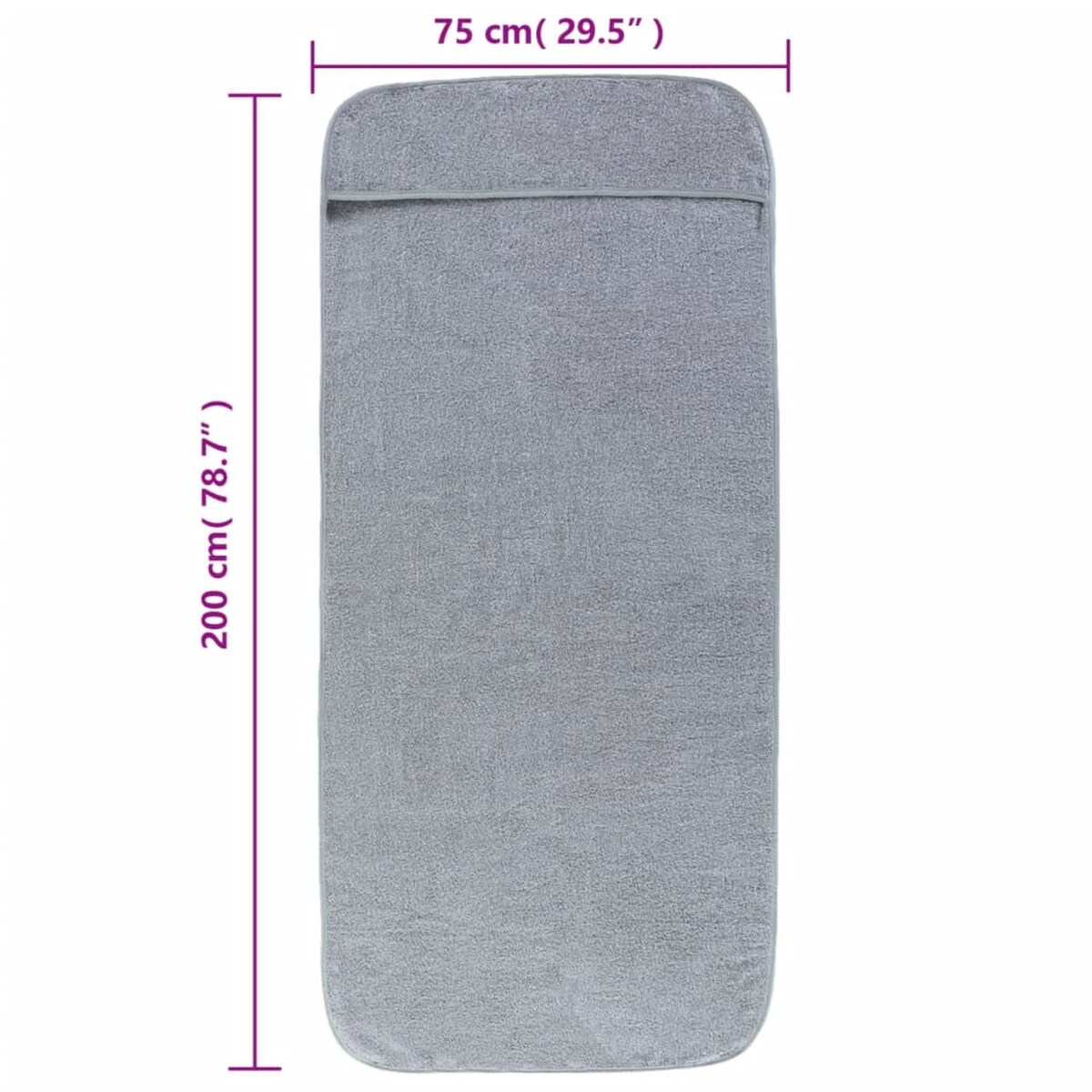 vidaXL Ręczniki plażowe, 2 szt., szare, 75x200 cm, tkanina, 400 g/m²
