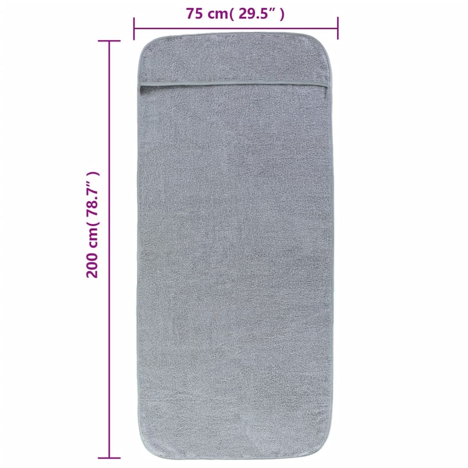 vidaXL Ręczniki plażowe, 2 szt., szare, 75x200 cm, tkanina, 400 g/m²