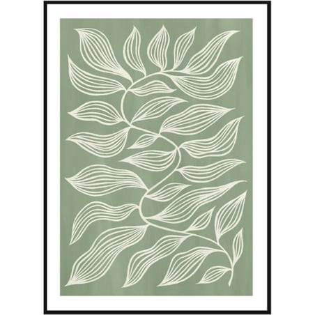 Poster Story, Plakat, Obraz - Zielone Graficzne Liście, wymiary 30 x 42 cm