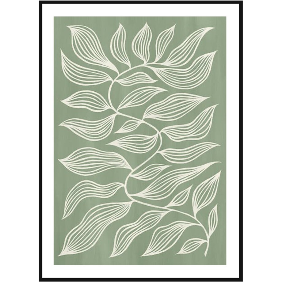 Poster Story, Plakat, Obraz - Zielone Graficzne Liście, wymiary 30 x 42 cm