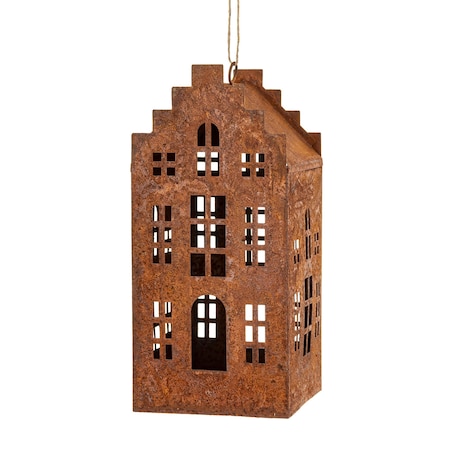 Dekoracja - domek metalowy rdzawy 18,5x8x8,5 cm RUGGINE
