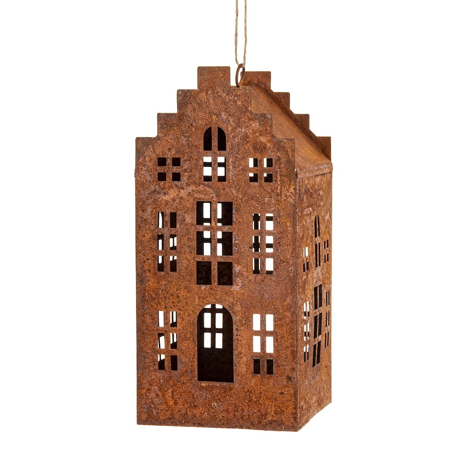 Dekoracja - domek metalowy rdzawy 18,5x8x8,5 cm RUGGINE