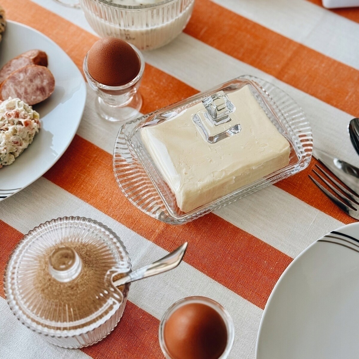 MASELNICZKA SZKLANA pojemnik na masło sery kuchenna maselnica