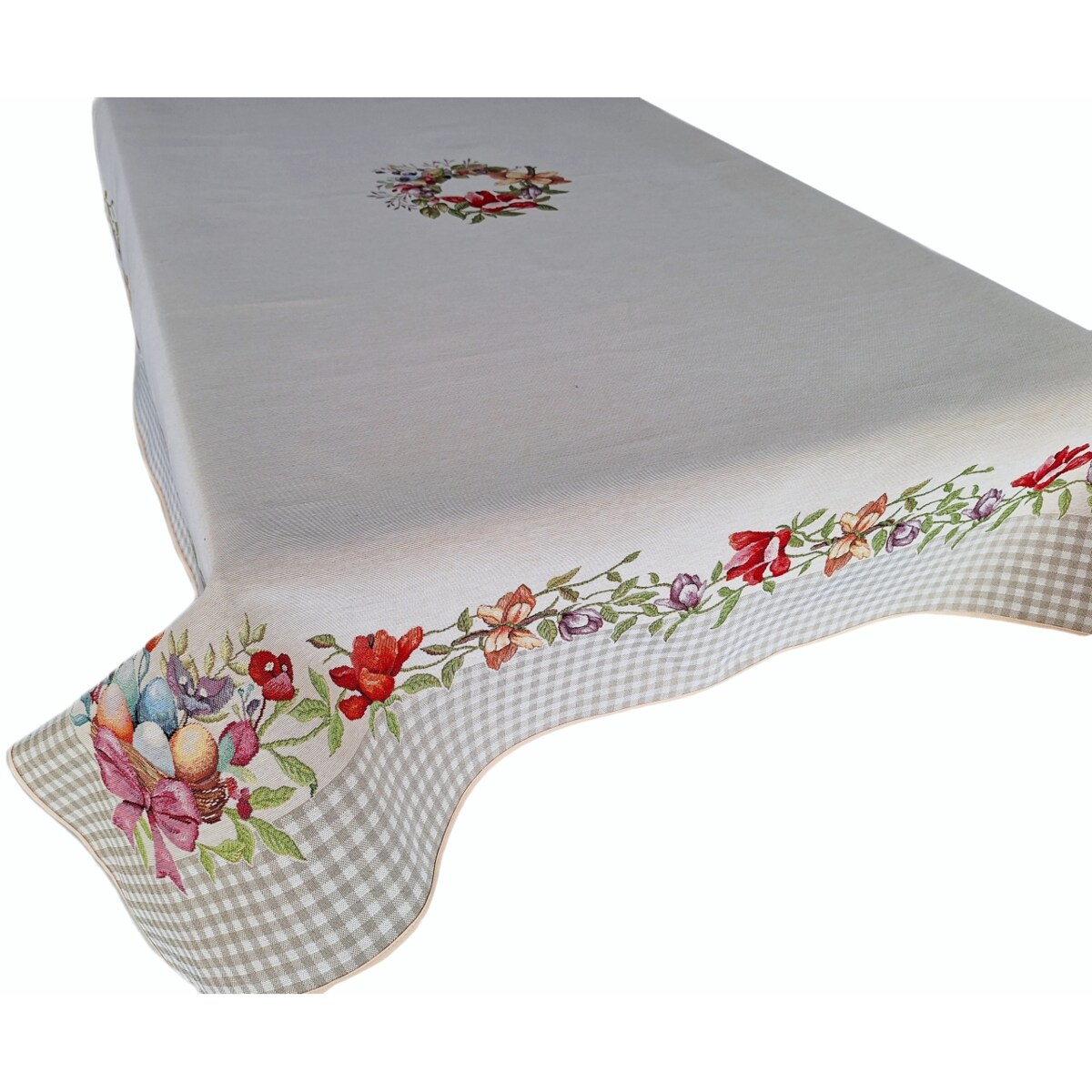 Obrus Wielkanocny 140X180 Cm Na Stół Ozdobny Dekoracyjny Kwiaty