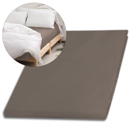 Prześcieradło satynowe bez gumki 200x220 kolor Sepia