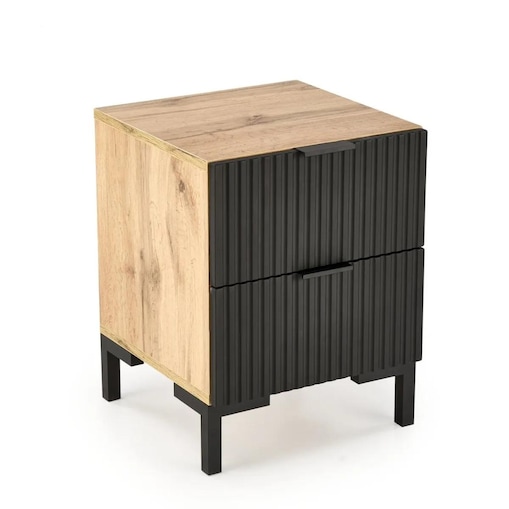 Szafka nocna NELA dąb craft/czarna