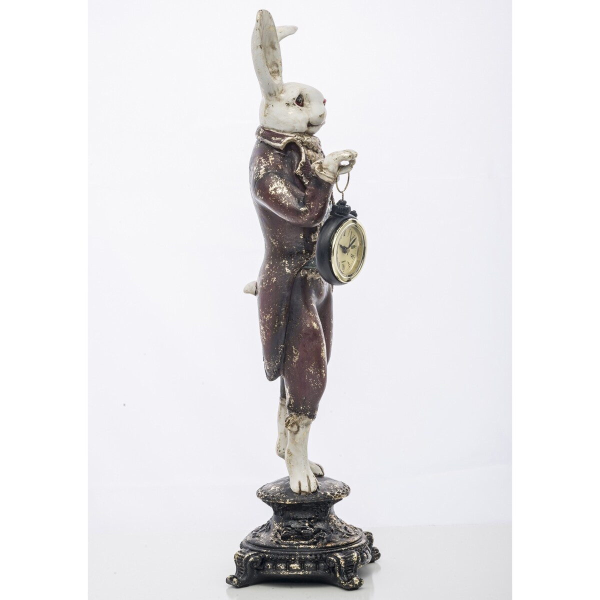 Dekoracja - królik 43x13x10 cm CONIGLIO na podwyższeniu z zegarkiem