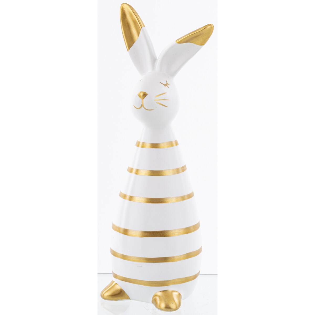 Dekoracja - królik dolomitowy w złote paski 26x10x9 cm